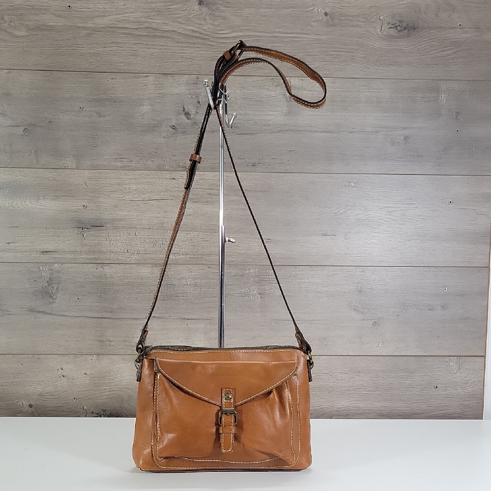 Patricia Nash Avellino Brown Leather Crossbody Shoulder Bag Purse Handbag